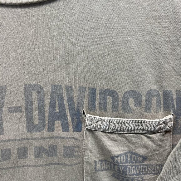 Harley Davidson Shirt Mens XL Tan Genuine Pocket Graphic Faded Tee Motorcycle - Picture 5 of 9